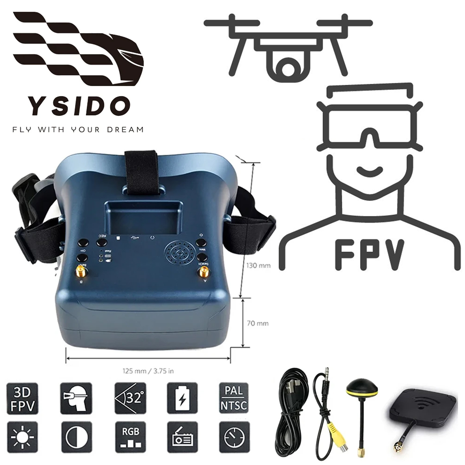 Fpv Goggles Headset - FPV Brille 008D 5,8G 40CH 4,3