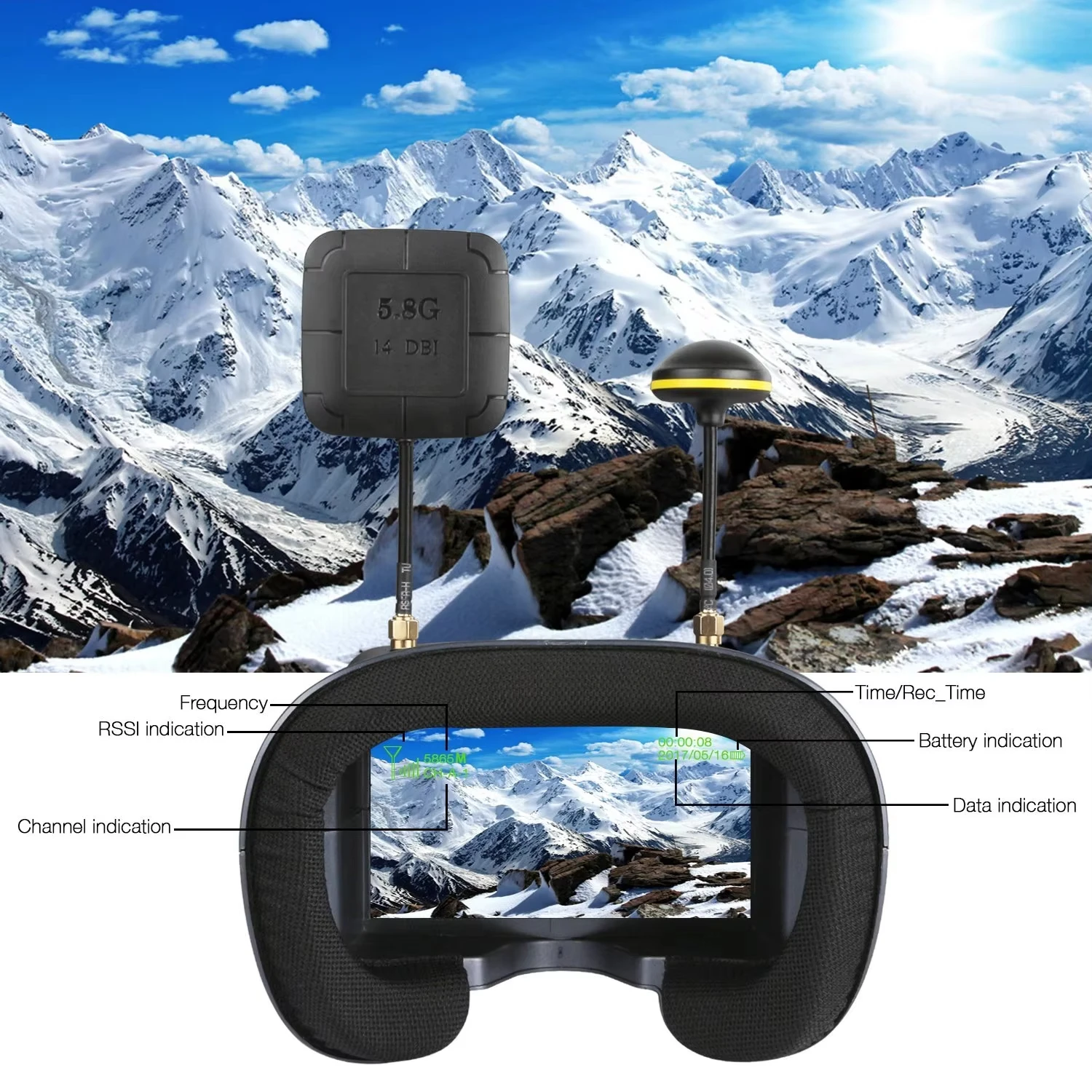 SkyDElEV800D 5 Zoll 800*480 FP – Fpv Goggles Headset Bewertung und Preis