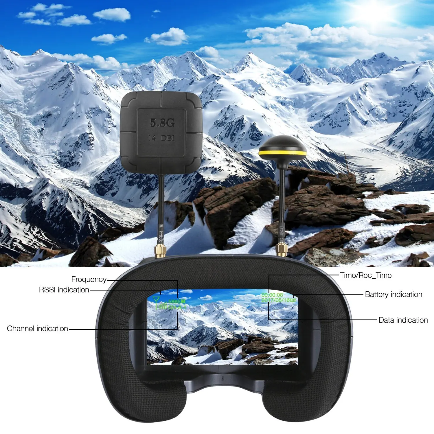 5,8G 40CH 4,3 Zoll 800*480 Vid – Fpv Goggles Headset Bewertung und Preis